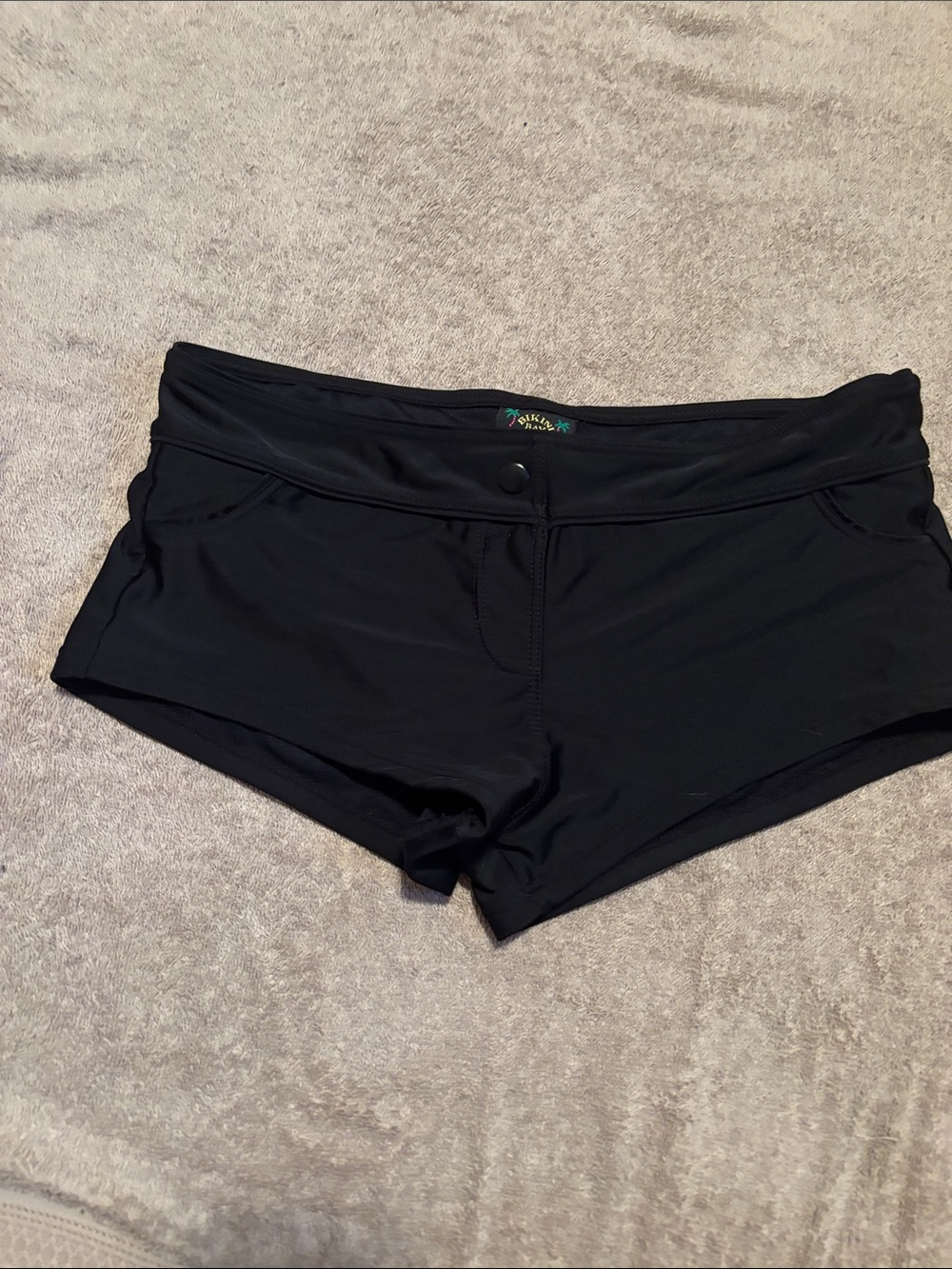 Women’s Black Swim Bikini Shorts - Sleek Low-Rise Design